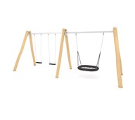 Robinia højt gyngestativ 2 flade sæder 1 oval fugleredegynge RB0594