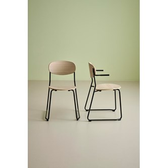 Collab stol FSC m/meder og armlæn sh 45 cm sort stel