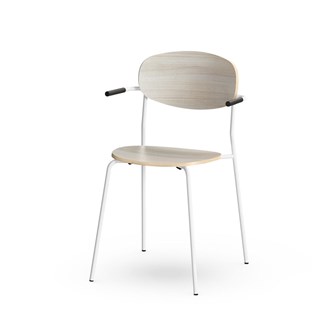 Collab stol FSC m/meder og armlæn sh 45 cm hvidt stel