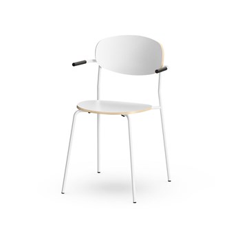Collab stol FSC m/meder og armlæn sh 45 cm hvidt stel