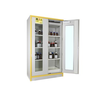 Kemikalieskab F30 med glasdøre, brandklassificeret B111,5xD55xH198