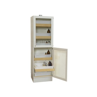 Syre- og baseskab med glasdøre B59,5xD60xH193,5 cm