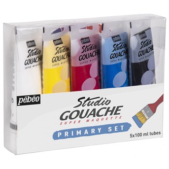 Studio Gouache primærfarver 5 x 100 ml