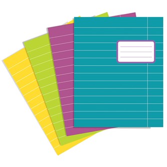 Skrivehæfte 17x21 cm, linjeret 14,5 mm