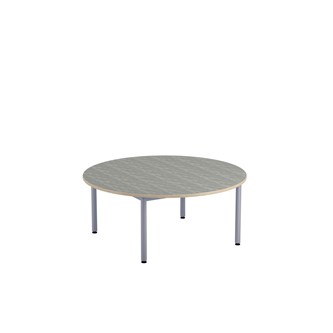 12:38 bord akustik linoleum Ø120 cm sølv understel