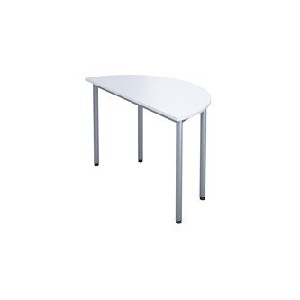 12:38 bord akustik optimal laminat halvrundt 120-60 cm sølv understel