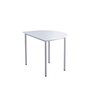 12:38 FSC bord akustiklaminat halvrundt 120x90 cm sølv understel