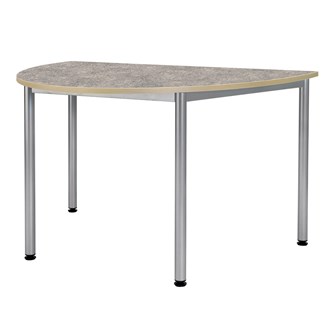 12:38 bord akustik linoleum halvrundt 120-90 cm sølv understel