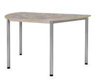 12:38 bord akustik linoleum halvrundt 120-90 cm sølv understel