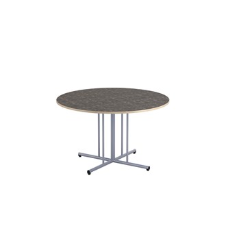 12:38 bord akustik linoleum Ø120 cm sølv understel
