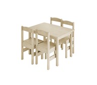 Lina bord og 4 stole, birk