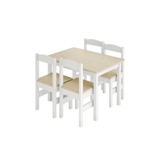 Lina bord og 4 stole, hvid