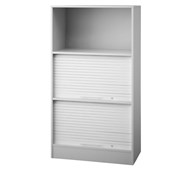 Jalousiskab 145 grå med 2 jalousier og 1 hylde