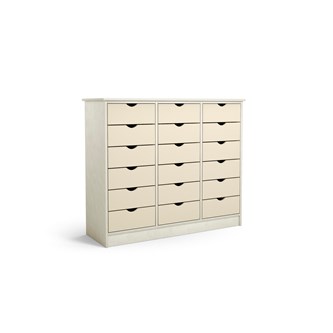 Rabo kommode 18 store skuffer m/sokkel hvidpigmenteret