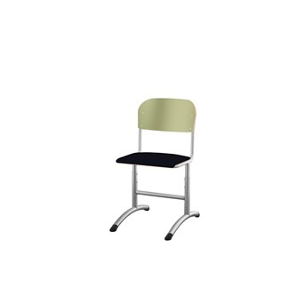 Matte FSC stol sh 38-51 cm stort sæde sølv stel