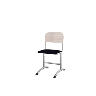 Matte FSC stol sh 38-51 cm stort sæde sølv stel
