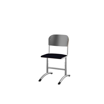 Matte FSC stol sh 38-51 cm stort sæde sølv stel
