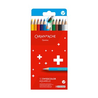 Caran d'Ache Swisscolor akvarelfarveblyanter 12-pak