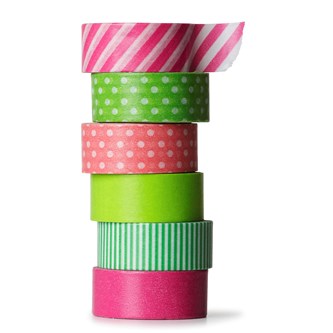 Washi-tape grøn/rosa