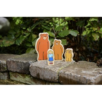 Eventyrfigurer af træ - Guldlok og de tre bjørne