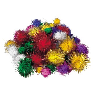 Pomponer glitter 100 stk.