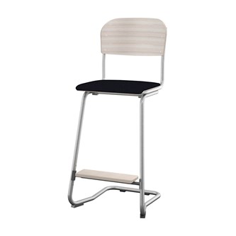 Matte FSC stol sh 63 cm stort sæde sølv stel