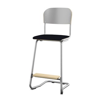 Matte FSC stol sh 63 cm stort sæde sølv stel