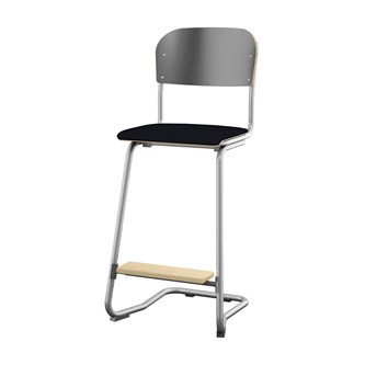 Matte FSC stol sh 63 cm stort sæde sølv stel