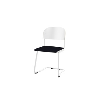 Matte FSC stol sh 45 cm stort sæde hvidt stel
