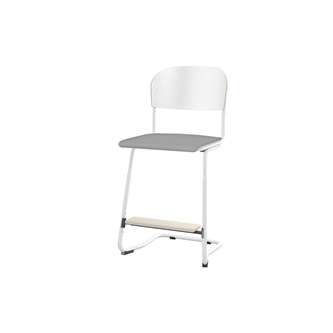Matte FSC stol sh 57/63 cm stort sæde hvidt stel