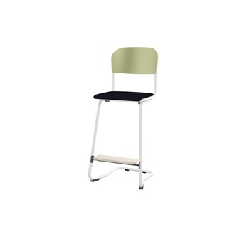 Matte FSC stol sh 63 cm stort sæde hvidt stel