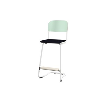 Matte FSC stol sh 63 cm stort sæde hvidt stel