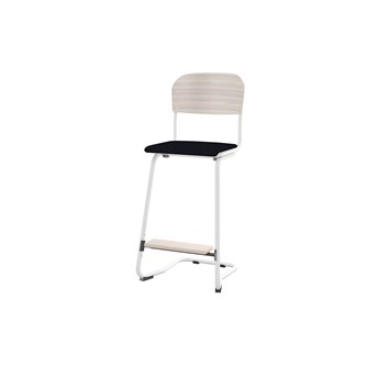 Matte FSC stol sh 63 cm stort sæde hvidt stel