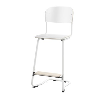 Matte FSC stol sh 63 cm stort sæde hvidt stel