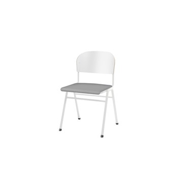 Matte FSC stol sh 44 cm stort sæde hvidt stel