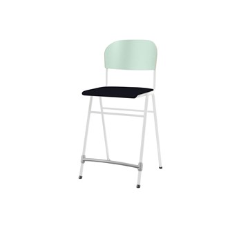Matte FSC stol sh 65 cm stort sæde hvidt stel