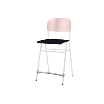 Matte FSC stol sh 65 cm stort sæde hvidt stel