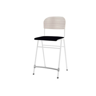 Matte FSC stol sh 65 cm stort sæde hvidt stel