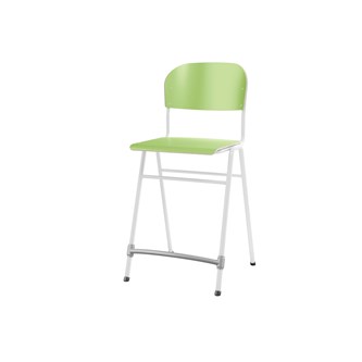 Matte FSC stol sh 65 cm stort sæde hvidt stel