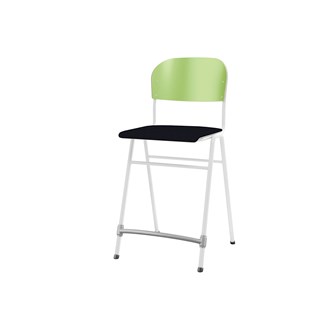 Matte FSC stol sh 65 cm stort sæde hvidt stel