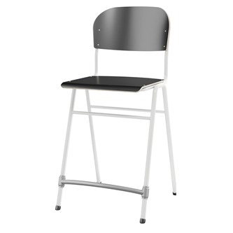 Matte FSC stol sh 65 cm stort sæde hvidt stel