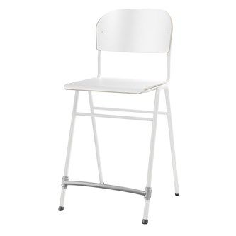 Matte FSC stol sh 65 cm stort sæde hvidt stel