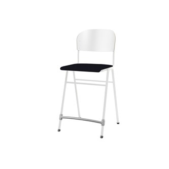 Matte FSC stol sh 65 cm stort sæde hvidt stel