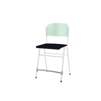 Matte FSC stol sh 54 cm stort sæde hvidt stel