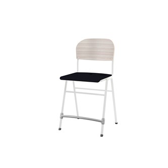 Matte FSC stol sh 54 cm stort sæde hvidt stel