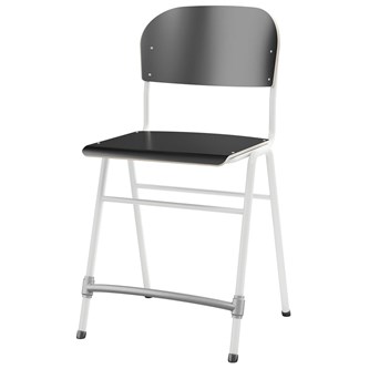 Matte FSC stol sh 54 cm stort sæde hvidt stel