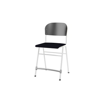 Matte FSC stol sh 54 cm stort sæde hvidt stel