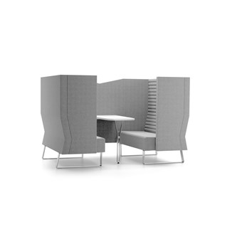 Mr Box Meeting Point Highback 2-pers. sofa, sølv medestel