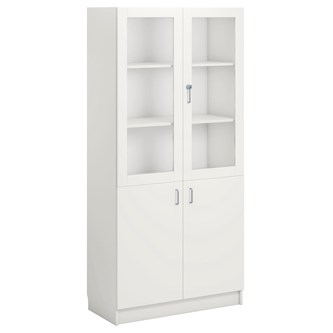 Norden FSC materialeskab 2 laminat-/2 glaslåger B100xD47xH210 hvid