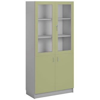 Norden FSC materialeskab 2 laminat-/2 glaslåger B100xD47xH210 cm lysegrå